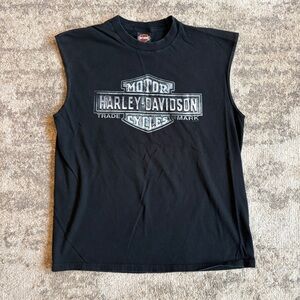 Harley-Davidson 2012 Black Boston MA Heavyweight Sleeveless Muscle Logo Tee